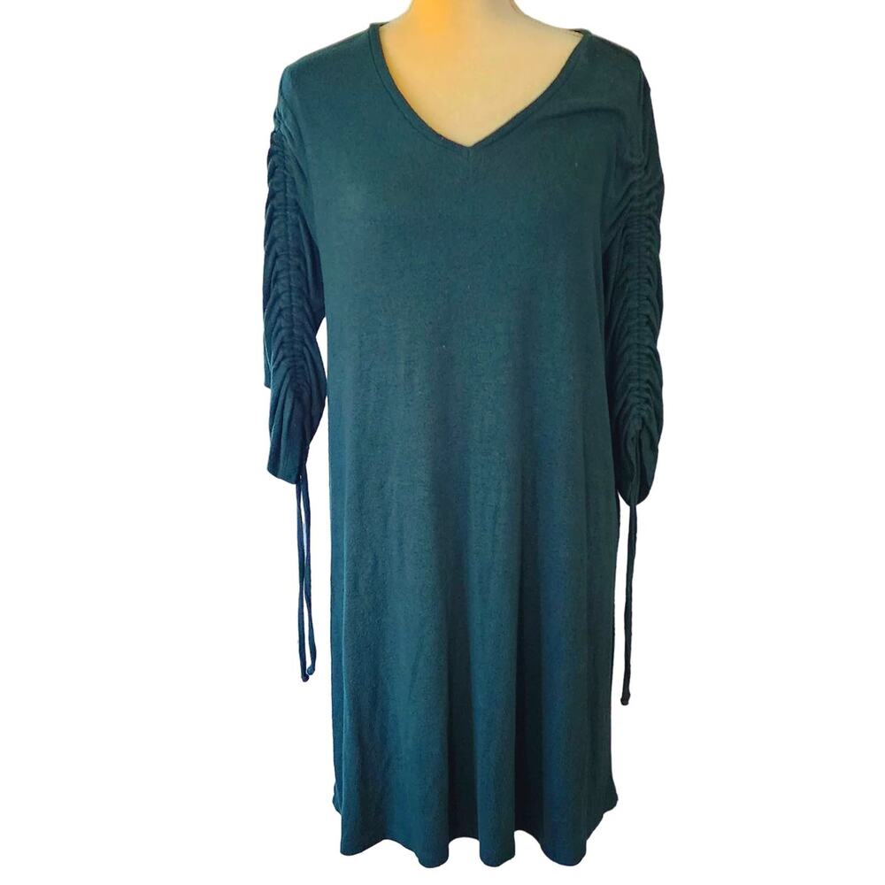 Loft Women's Petites Heathered Green Sweater Dress Petite Size LP